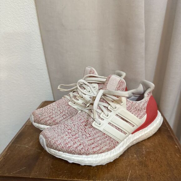 EUC adidas‎ Ultra Boost 4.0 Chalk White Active Red Womans 6 DB3209 Shoes Running - Picture 14 of 15